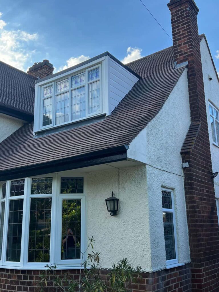 This is a photo of a dormer window which has just had some repairs carried out where the roof and the dormer meet. Works carried out by Erith Roofing Repairs